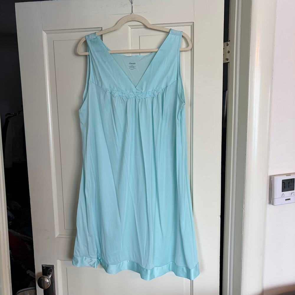 Exquisite Form Coloratura Sleeveless Short Nightgown Aqua Blue XL